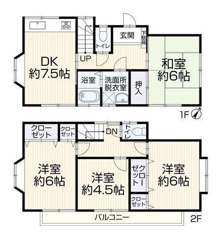 間取図/区画図:【内覧できます!2021年5月に水回りや内外装のリフォーム歴のある4DK】2021年水回り、2025年外壁屋根リフォームカースペース1台可南東向きのため陽当たり良好周辺環境充実