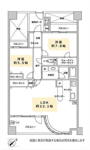 間取図/区画図:【最上階、茅ヶ崎海岸まで徒歩4分！江ノ島・相模湾が一望できる2LDK】8階部分につき陽当たり・眺望良好屋上にプール付き、ペット飼育可LDK22.1帖