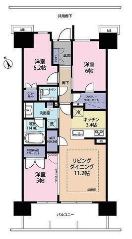 間取図/区画図:【2021年築、全914戸のビッグコミュニティ!】床暖房やディスポーザーなど設備充実!辻堂駅徒歩11分!キッズルームやフィットネススタジオ等あり!