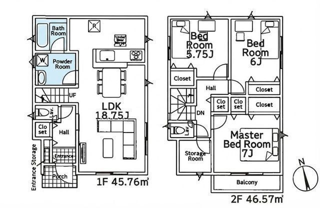 間取図/区画図:【内見できるモデルハウスあり!南東側道路幅員4.5mで陽当たり良好】住宅性能評価ダブル取得+制振装置を搭載全居室収納スペースあり防犯カメラ完備