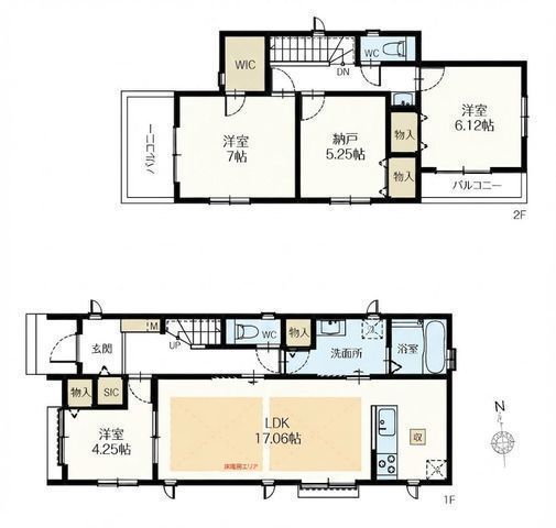間取図/区画図:【内見できるモデルハウスあり!湘南台駅徒歩11分、陽当たり良好】カースペース並列2台可長期優良住宅+住宅性能評価ダブル取得床暖房、食洗機など設備充実