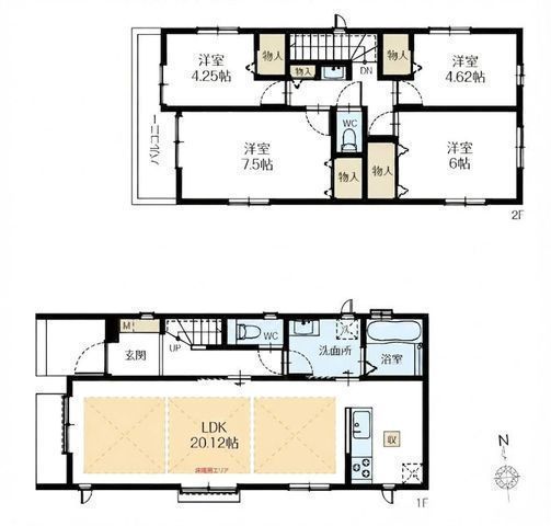 間取図/区画図:【内見できるモデルハウスあり!湘南台駅徒歩11分、陽当たり良好】カースペース並列2台可長期優良住宅+住宅性能評価ダブル取得床暖房、食洗機など設備充実