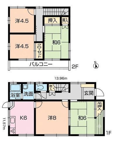 間取図/区画図:【いつでも見学可!積水ハウス施工・旧相鉄分譲地内の5K!建物十分使えます】南向きのお庭とバルコニーのため陽当たり良好土地48坪以上のゆとりある邸宅
