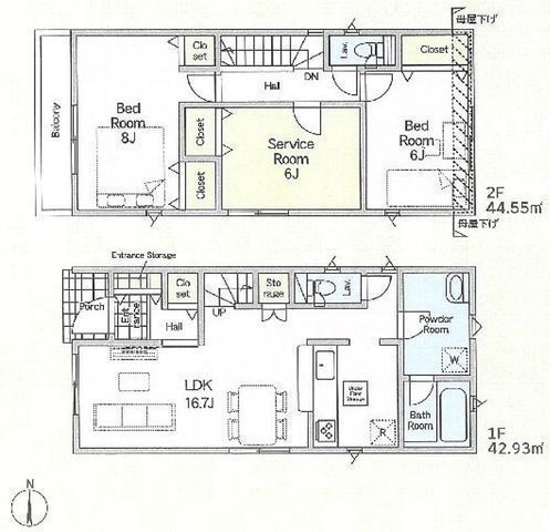 間取図/区画図:【即内覧できるモデルハウスございます!安心の制震・耐震構造、性能評価書付】全3棟の分譲住宅!徒歩10分以内に小学校・コンビニ・ドラッグストアがあります!
