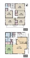 間取図/区画図:【3方道路接道で開放感あり！土地・建物共に36坪以上5SLDK】令和8年5月内装リフォーム完了カースペース2台可　陽当たり・通風良好全居室収納完備