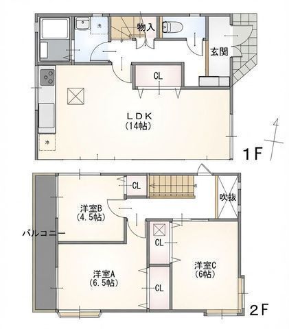 間取図/区画図:【R8.10月リフォーム完了予定の3LDK!/庭付きの軽量鉄骨造戸建て】全居室2面採光で陽当り通風良好家庭菜園もできるお庭付きカースペース有り