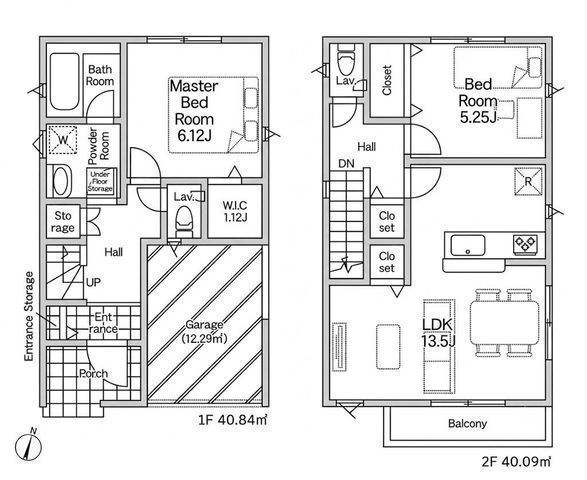 間取図/区画図:【モデルハウスございます！耐震等級3＋制震装置搭載の2LDK＋WIC】駐車場はビルドインガレージ1台可能バス停より徒歩1分の立地全室収納スペース完備