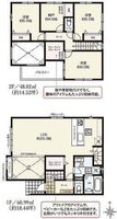 間取図/区画図:【即内覧可能なモデルハウスございます！土地45坪以上、駐車場並列3台可能！】吹抜けのある大型LDK！全室収納・ダブルWICで収納豊富！