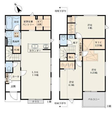 間取図/区画図:【南西側道路幅員7.2ｍで陽当たり良好！土地37坪以上の区画整理地内】カースペース並列2台可WIC・パントリー・リネン庫・小屋裏収納など収納豊富