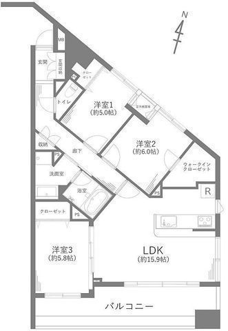 間取図/区画図:【2線利用可能な大和駅徒歩4分の好立地！三方角部屋で陽当り通風良好！】二重床・二重天井構造！ペット飼育可能です！