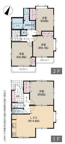 間取図/区画図:【北東角地、陽当たり・通風良好！敷地37坪以上の4LDK！リフォーム完了】カースペース2台可　水回り一新で快適生活全居室6帖以上いつでも内見できます