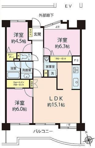 間取図/区画図:【リフォーム済で即内覧できます!所在階10階につき陽当り眺望通風良好!】小中学校・コストコなど徒歩10分以内で生活便利な立地です!