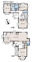 間取図/区画図:【リノベーション済！敷地88坪以上！寒川駅平坦徒歩8分の好立地】カースペース4台可能ウッドデッキ、ロフト完備全居室6帖以上のゆとりある間取りです