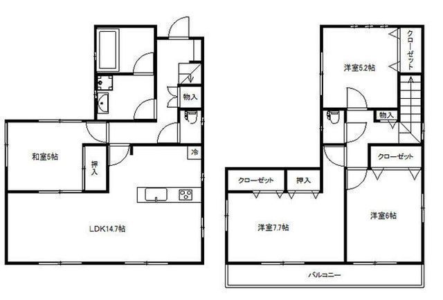 間取図/区画図:【庭先130平米オーバー！土地面積約40坪の4LDK！】LDK14.7帖、主寝室7.7帖！全室収納付きでお部屋スッキリ！ウッドデッキつき！