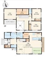 間取図/区画図:【2025年3月完成、即引渡可能！ゆとりある間取り3LDK！内覧可能】カースペース3台可吹抜のある明るいLDKは24.5帖大型WIC・SIC・パントリー完備ランドリールームあります