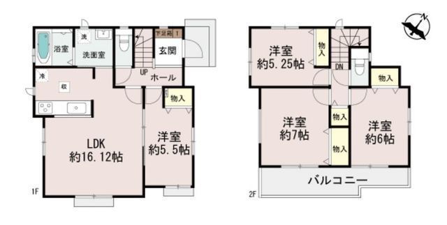 間取図/区画図:【前面道路幅10m超の開放感!敷地45坪以上のゆとりある4LDK】カースペース2台可南東向きのお庭とバルコニーのため陽当たり良好家事動線重視の間取り