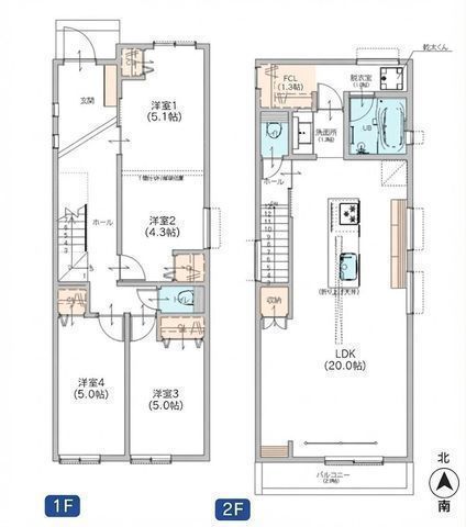 間取図/区画図:【令和8年11月完成予定!LDK20帖以上と乾太くん付!モデルハウスあり】カースペース1台あり家事ラクが叶う間取り&住設備辻堂海岸まで自転車で約8分