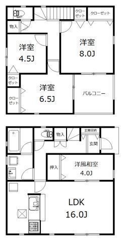 間取図/区画図:【安心の制震・耐震構造、性能評価書付戸建!すぐ内見できるモデルハウスあります!】敷地46坪以上!ゆとりある4LDK南バルコニーにつき陽当たり良好