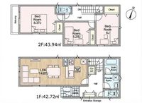 間取図/区画図:【制震装置搭載の耐震等級3取得住宅！完成済のためいつでも見学可能です！】カースペース2台可　防犯カメラ完備全居室南向きのため陽当たり良好閑静な住宅地