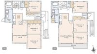 間取図/区画図:【土地81坪！セキスイハイム施工の3LDK+3LDKの2世帯住宅！】リフォーム済ですので即内覧可能です！海まで徒歩7分！2階からは花火大会が望めます！