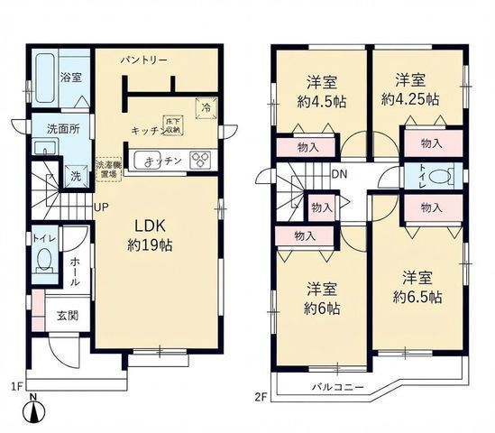 間取図/区画図:【敷地37坪以上！長期優良住宅4LDK！モデルハウスご用意♪】カースペース2台可南道路接道＆南向きバルコニーにつき陽当たり良好買い物に便利な周辺環境