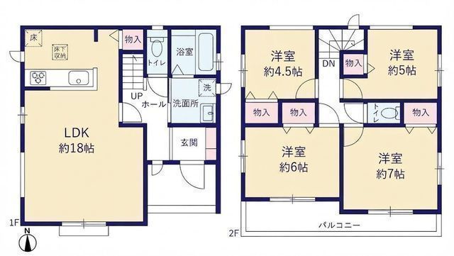 間取図/区画図:【敷地37坪以上!長期優良住宅4LDK!モデルハウスご用意♪】カースペース並列2台可南道路接道&南向きバルコニーで陽当たり良好買い物に便利な周辺環境