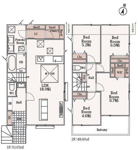 間取図/区画図:【即内覧可能なモデルハウスございます!南道路幅員8mで陽当り良好!】EVコンセントや宅配BOX付きのデザイナーズハウス!小学校やコンビニ徒歩7分以内!