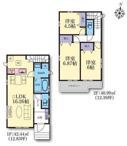 間取図/区画図:【完成済で即内覧可能です！安心の耐震構造住宅、性能評価書付き！】南道路幅員5ｍで陽当り良好！ZEH水準の省エネ住宅・長期優良住宅！