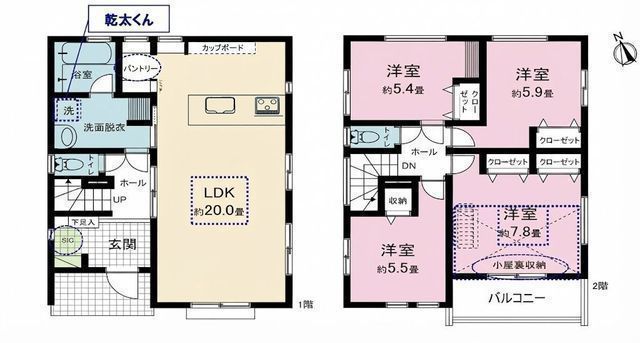 間取図/区画図:【六会日大前駅徒歩3分!統一感のあるキレイな開発分譲地!見学可能♪】乾太くん・宅配BOXなど設備充実SIC・パントリー・小屋裏収納完備駐車場2台可