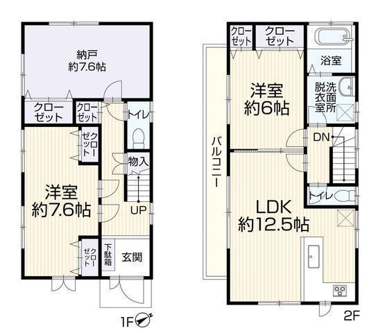 間取図/区画図:【北茅ヶ崎駅徒歩5分!2026年12月内外装リフォーム完了予定♪】カースペース並列2台可全室南西向きにつき陽当たり良好2階部分家事動線に配慮した設計