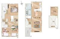 間取図/区画図:【長後駅まで平坦徒歩6分！モデルハウスご用意♪ロフト付き3LDK】カースペース並列2台可家事動線に配慮した設計吹抜や食洗機、WICなど充実した設備