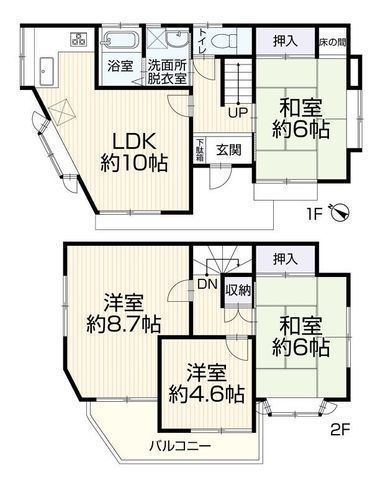 間取図/区画図:【2026年11月内外装リフォーム完了予定!和室付き4LDK】カースぺース1台可全居室南西向きのため陽当たり良好高座渋谷駅まで徒歩15分