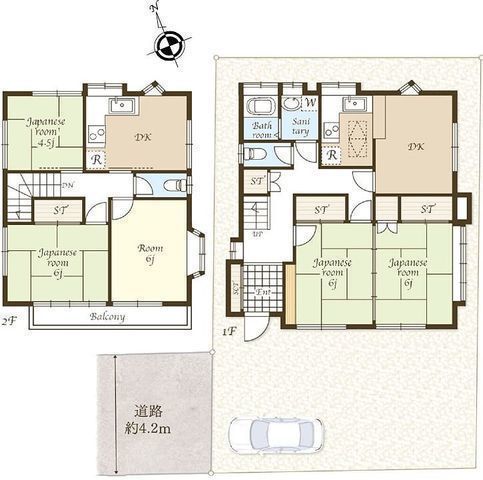 間取図/区画図:【土地39.7坪!二世帯住宅にも適した2DK+3DKの中古一戸建です!】2023年にユニットバス・トイレなどリフォーム!スーパーや小学校徒歩9分以内!
