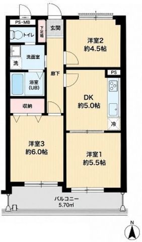 間取図/区画図:【2026年10月全室リフォーム完成済で即内覧可能!南向きで陽当り良好!】徒歩5分圏内にコンビニ・ドラッグストアあり!エアコン付き!