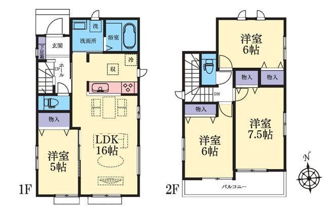 間取図/区画図:【敷地41坪以上!カースペース並列2台可!モデルハウスあり♪】北・南側の両面道路で陽当たり通風良好!利便性良好!長期優良住宅認定物件桜ヶ丘駅徒歩圏内