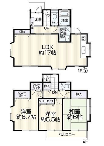 間取図/区画図:【内外装フルリフォーム!全室南西向きで陽当り良好!】駐車場並列2台可能!徒歩9分以内に小中学校、コンビニ、スーパーが揃う生活便利な好立地!