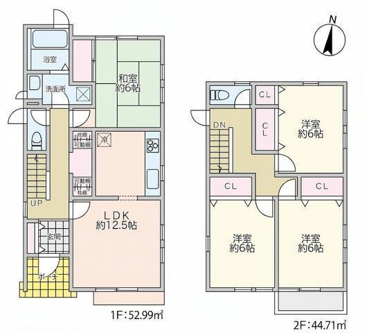 間取図/区画図:【2026年12月新規内外装リフォーム完了予定の4LDK+南向きお庭付き】カースペースあり 水回り一新!全居室6帖以上で二面採光につき陽当たり通風良好
