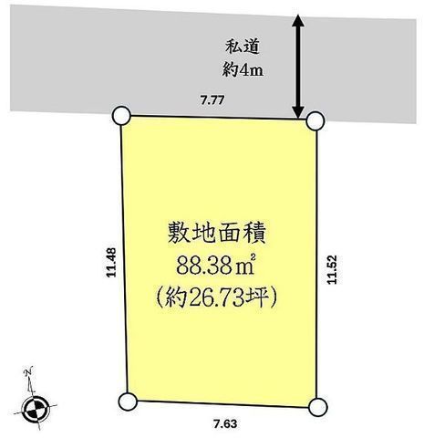 間取図/区画図:【駅徒歩9分の好立地!建築条件無しですのでお好きなハウスメーカーで建築可能です!】建築しやすい整形地!コンビニやスーパーなど徒歩9分以内で生活便利!