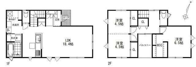 間取図/区画図:【令和3年10月築!太陽光発電や制振装置を搭載したZEH住宅!内見可※要予約】カースペース2台可 さがみ野駅へバス便充実大容量のWIC完備 家事動線重視