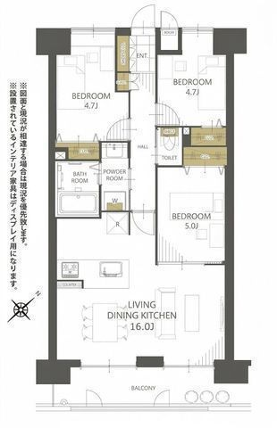 間取図/区画図:【2026年12月新規リフォーム完了予定の3LDKマンション】小田急相模原駅徒歩12分水回り一新で快適!食洗機を新規取付宅配BOX・オートロック完備 南東向き陽当たり良好