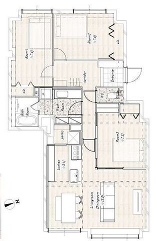 間取図/区画図:【空室につき即内覧可能!専有面積98平米の家具付き3LDK!】南東向き4階部分で陽当り良好!小学校やスーパー、ドラッグストアなど徒歩6分以内の好立地!