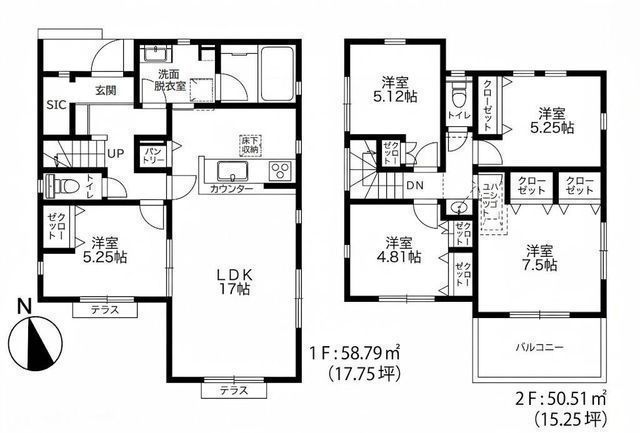 間取図/区画図:【敷地約40坪！つきみ野駅徒歩16分！モデルハウス内覧案内いたします♪】カースペース並列2台可収納・設備充実全6棟ゆとりある開発分譲地　閑静な住宅街