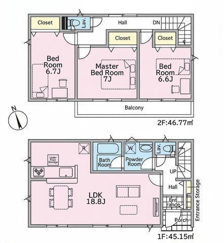 間取図/区画図:【香川駅徒歩9分!陽当たり良好の3LDK!モデルハウスご案内可♪】カースペース2台可制振装置搭載&住宅性能評価ダブル取得買い物に便利な周辺環境