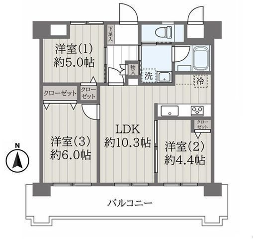 間取図/区画図:【新規フルリノベーション完了!ペットと暮らせる3LDK】3沿線利用可「海老名」駅徒歩6分南向きバルコニーのため陽当たり良好水回り一新 食洗機付き