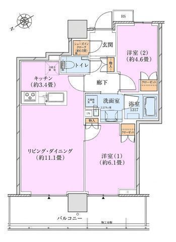 間取図/区画図:【3沿線利用可「海老名」駅徒歩5分!2019年築免震構造の2LDK】水回り設備仕様・共用施設充実温水床暖房設置 ペット飼育可ららぽーと海老名徒歩2分